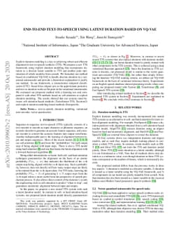 End-to-End Text-to-Speech using Latent Duration based on VQ-VAE
