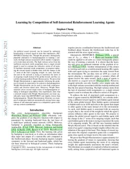 Learning by Competition of Self-Interested Reinforcement Learning Agents