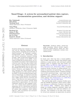 SmartTriage: A system for personalized patient data capture,
  documentation generation, and decision support