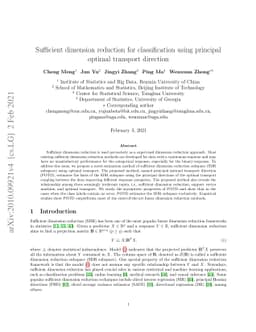 Sufficient dimension reduction for classification using principal
  optimal transport direction