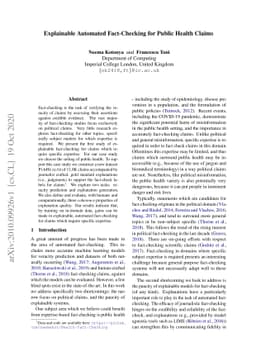 Explainable Automated Fact-Checking for Public Health Claims