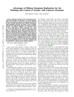 Advantages of Bilinear Koopman Realizations for the Modeling and Control
  of Systems with Unknown Dynamics
