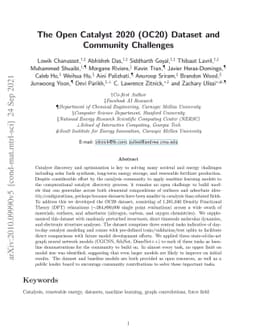 The Open Catalyst 2020 (OC20) Dataset and Community Challenges