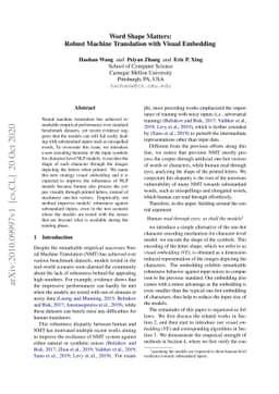 Word Shape Matters: Robust Machine Translation with Visual Embedding