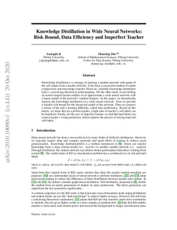 Knowledge Distillation in Wide Neural Networks: Risk Bound, Data
  Efficiency and Imperfect Teacher