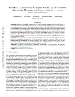Towards an Automatic Analysis of CHO-K1 Suspension Growth in
  Microfluidic Single-cell Cultivation
