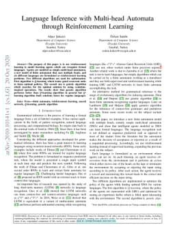 Language Inference with Multi-head Automata through Reinforcement
  Learning