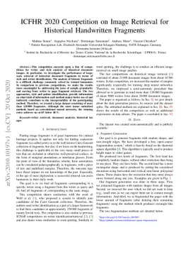 ICFHR 2020 Competition on Image Retrieval for Historical Handwritten
  Fragments