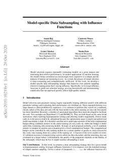 Model-specific Data Subsampling with Influence Functions