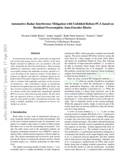 Automotive Radar Interference Mitigation with Unfolded Robust PCA based
  on Residual Overcomplete Auto-Encoder Blocks