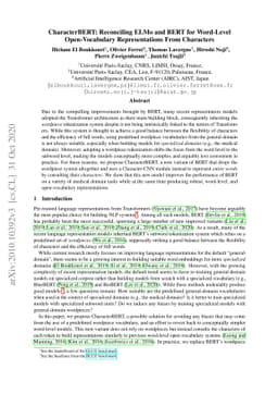 CharacterBERT: Reconciling ELMo and BERT for Word-Level Open-Vocabulary
  Representations From Characters