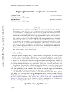 Regret-optimal control in dynamic environments