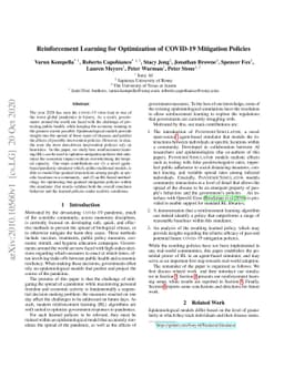 Reinforcement Learning for Optimization of COVID-19 Mitigation policies