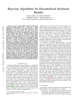 Bayesian Algorithms for Decentralized Stochastic Bandits