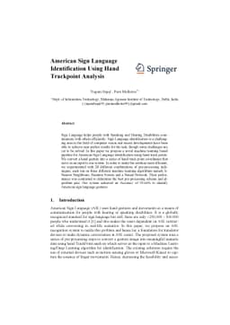 American Sign Language Identification Using Hand Trackpoint Analysis