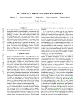 Real-time Speech Frequency Bandwidth Extension