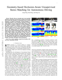 Geometry-based Occlusion-Aware Unsupervised Stereo Matching for
  Autonomous Driving