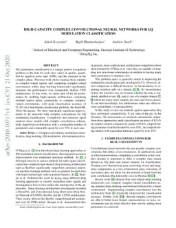 High-Capacity Complex Convolutional Neural Networks For I/Q Modulation
  Classification