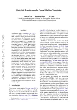 Multi-Unit Transformers for Neural Machine Translation