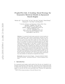 ProphetNet-Ads: A Looking Ahead Strategy for Generative Retrieval Models
  in Sponsored Search Engine