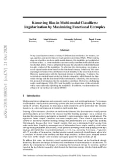 Removing Bias in Multi-modal Classifiers: Regularization by Maximizing
  Functional Entropies