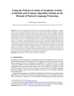 Using the Full-text Content of Academic Articles to Identify and
  Evaluate Algorithm Entities in the Domain of Natural Language Processing