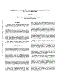 BERT for Joint Multichannel Speech Dereverberation with Spatial-aware
  Tasks
