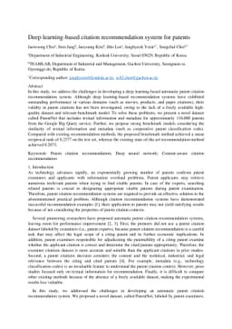 Deep learning-based citation recommendation system for patents