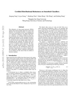 Certified Distributional Robustness on Smoothed Classifiers