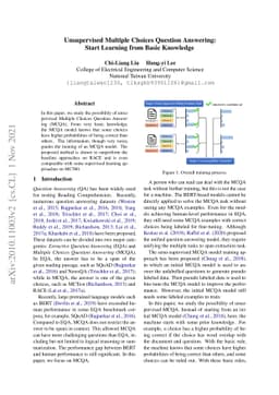 Unsupervised Multiple Choices Question Answering: Start Learning from
  Basic Knowledge