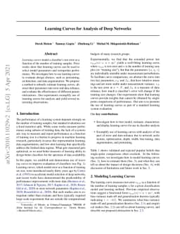 Learning Curves for Analysis of Deep Networks