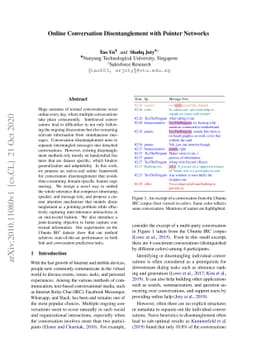 Online Conversation Disentanglement with Pointer Networks