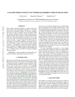 Cascaded Models With Cyclic Feedback For Direct Speech Translation