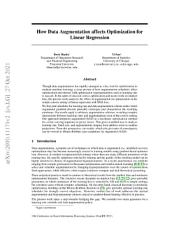 How Data Augmentation affects Optimization for Linear Regression