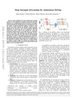 Deep Surrogate Q-Learning for Autonomous Driving
