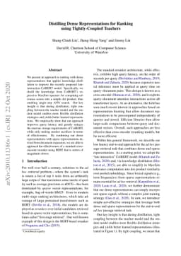 Distilling Dense Representations for Ranking using Tightly-Coupled
  Teachers