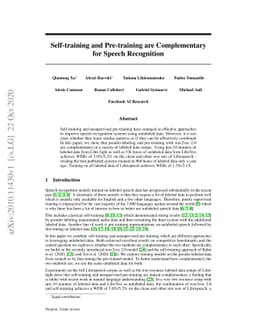 Self-training and Pre-training are Complementary for Speech Recognition