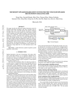 Microsoft Speaker Diarization System for the VoxCeleb Speaker
  Recognition Challenge 2020