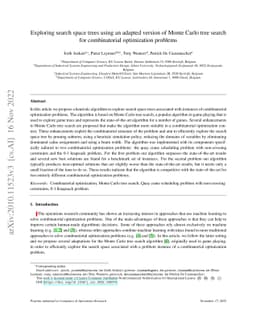 Exploring search space trees using an adapted version of Monte Carlo
  tree search for combinatorial optimization problems