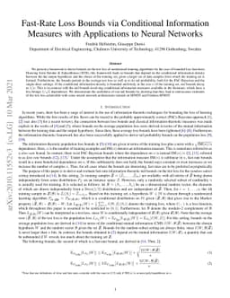 Fast-Rate Loss Bounds via Conditional Information Measures with
  Applications to Neural Networks
