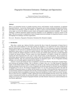 Fingerprint Orientation Estimation: Challenges and Opportunities