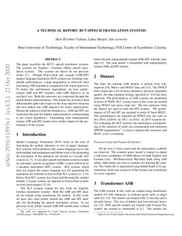 A Technical Report: BUT Speech Translation Systems