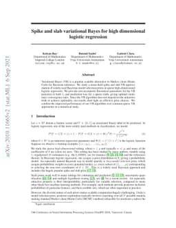 Spike and slab variational Bayes for high dimensional logistic
  regression