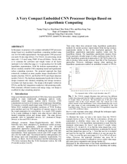A Very Compact Embedded CNN Processor Design Based on Logarithmic
  Computing
