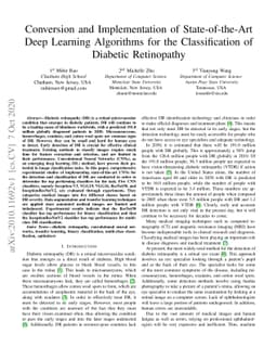 Conversion and Implementation of State-of-the-Art Deep Learning
  Algorithms for the Classification of Diabetic Retinopathy