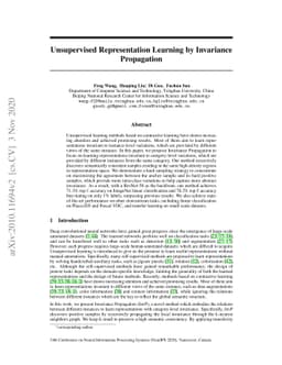 Unsupervised Representation Learning by InvariancePropagation