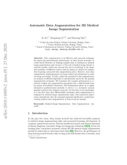 Automatic Data Augmentation for 3D Medical Image Segmentation