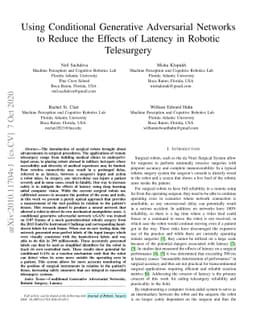 Using Conditional Generative Adversarial Networks to Reduce the Effects
  of Latency in Robotic Telesurgery
