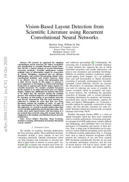 Vision-Based Layout Detection from Scientific Literature using Recurrent
  Convolutional Neural Networks