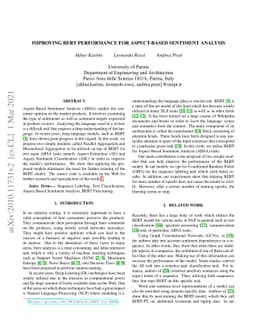 Improving BERT Performance for Aspect-Based Sentiment Analysis